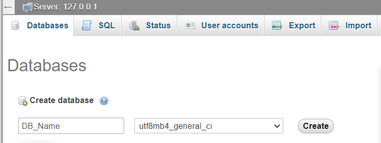 phpMyAdmin at localhost step 2