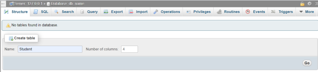 phpMyAdmin at localhost step 3