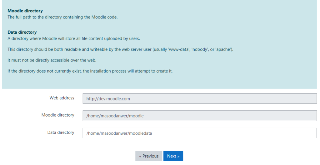 Moodle - Setel Data Directory Path