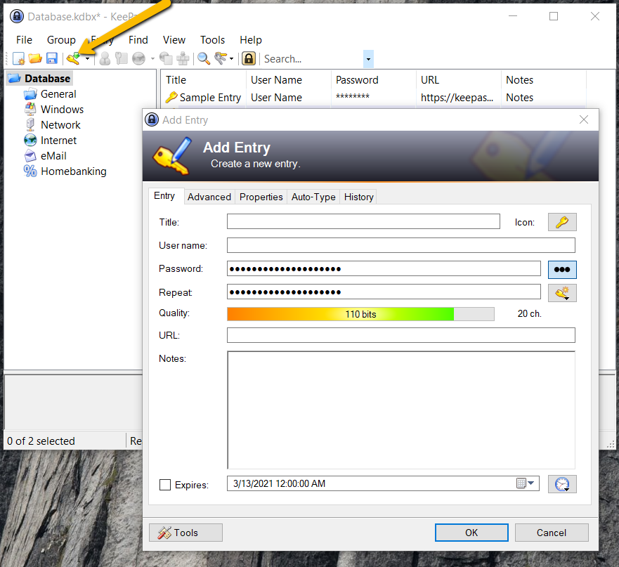 Imposta e gestisci il gestore password Keepass per Windows