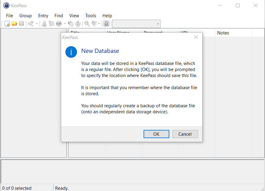 设置并管理Windows的KeepAss密码管理器打开新DB